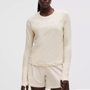 lululemon Swiftly Mesh-Back Long Sleeve Shirt Ivory Sz 6